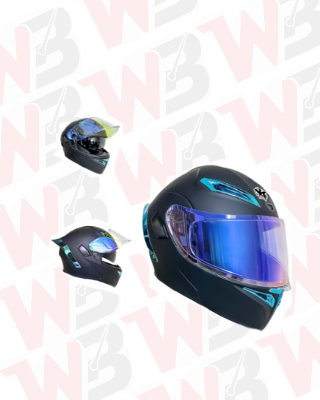 CASCO NEGRO MATE AZUL