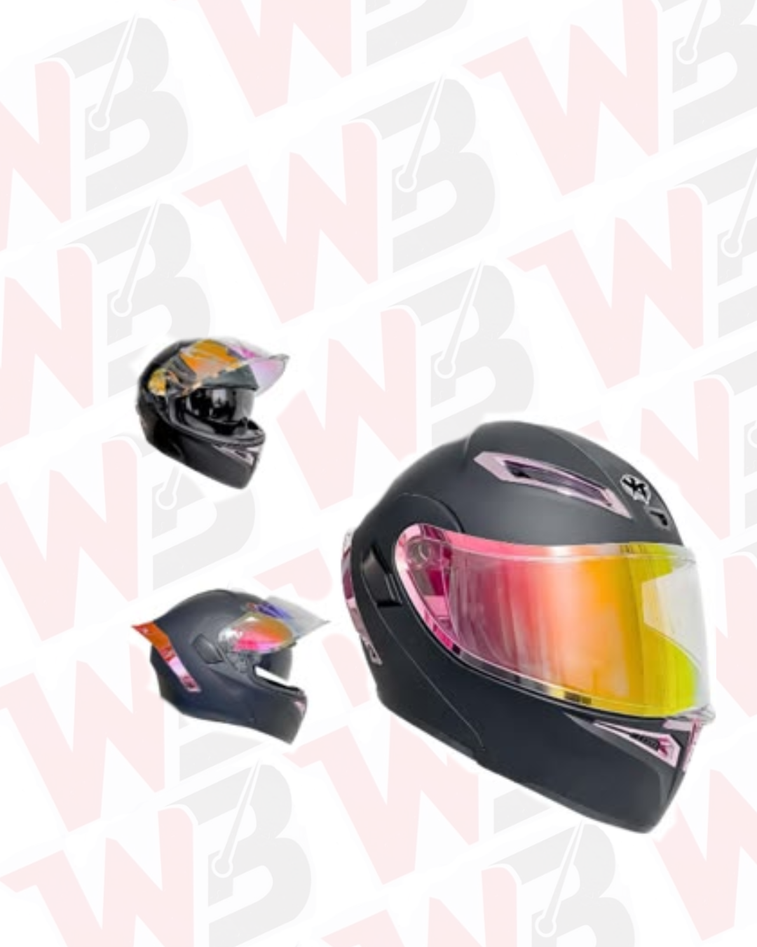 CASCO NEGRO MATE ROSADO